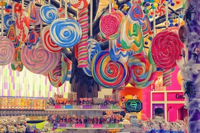 photo of a colorful candy store